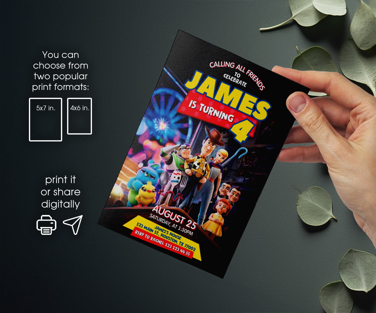 Toy Story Woody customizable invitation template | Share or Print | OM844