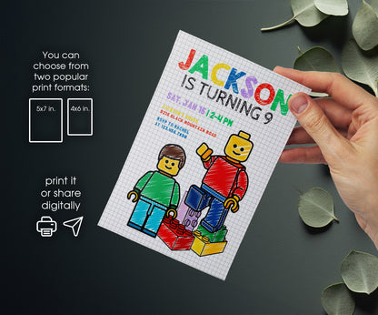 Lego Minifigures customizable invitation template | Share or Print | RT491