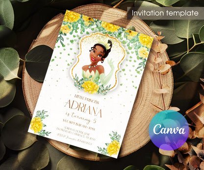 Tiana Frog Princess customizable invitation template | Share or Print | girl | KV463