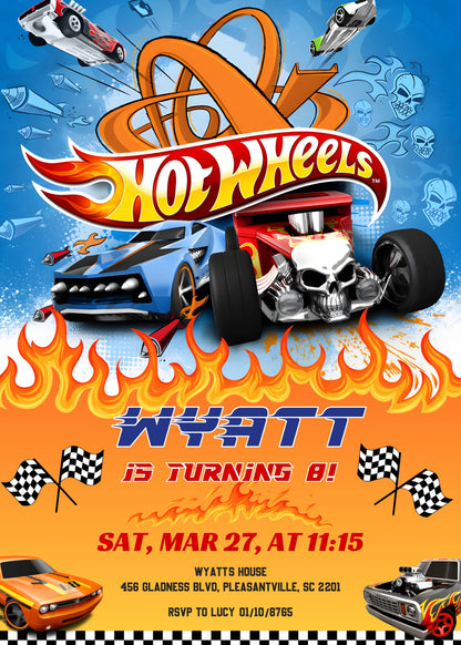 Hot Wheels Racing customizable invitation template | Share or Print | boy | VP883