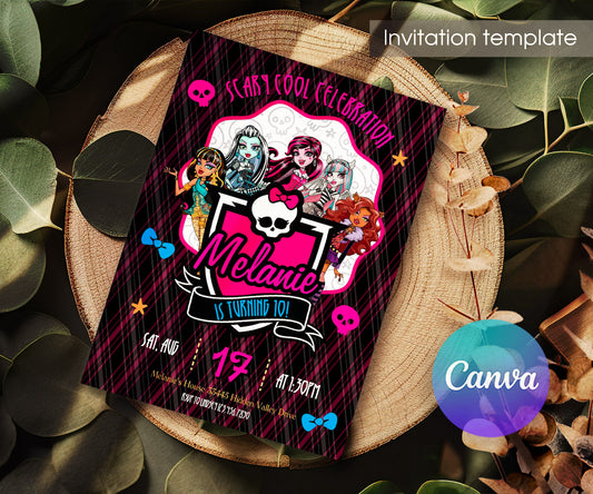 Monster High customizable invitation template | Share or Print | girl | UI954
