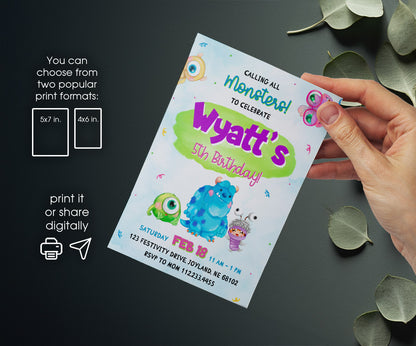 Monsters, Inc. customizable invitation template | Share or Print | DW722