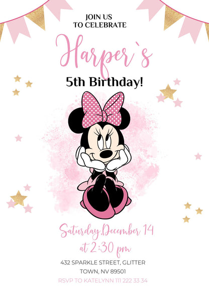 Minnie Mouse Disney Mickey customizable invitation template | Share or Print | girl | RK223