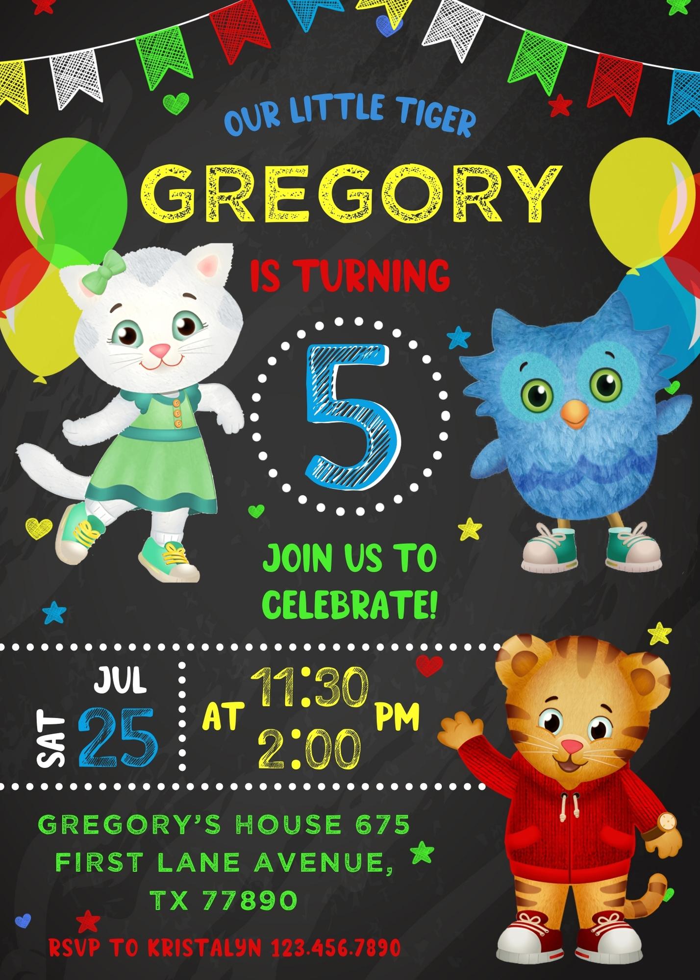 Daniel Tiger's Neighborhood customizable invitation template | Share or Print | RU576