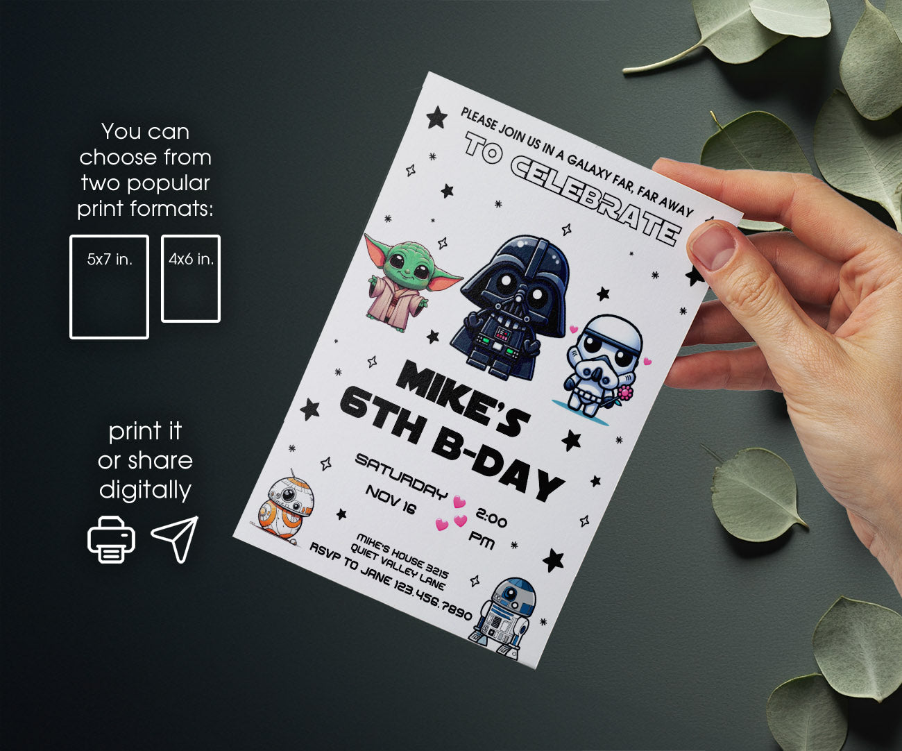 Star Wars Darth Vader customizable invitation template | Share or Print | boy | HU236
