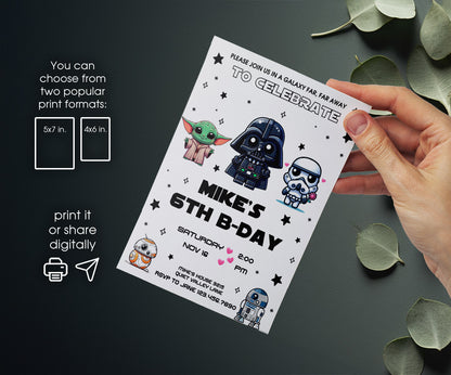Star Wars Darth Vader customizable invitation template | Share or Print | boy | HU236