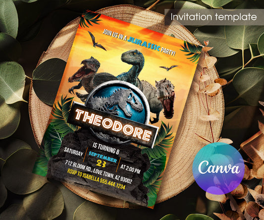 Jurassic World Dinosaur customizable invitation template | Share or Print | SS931