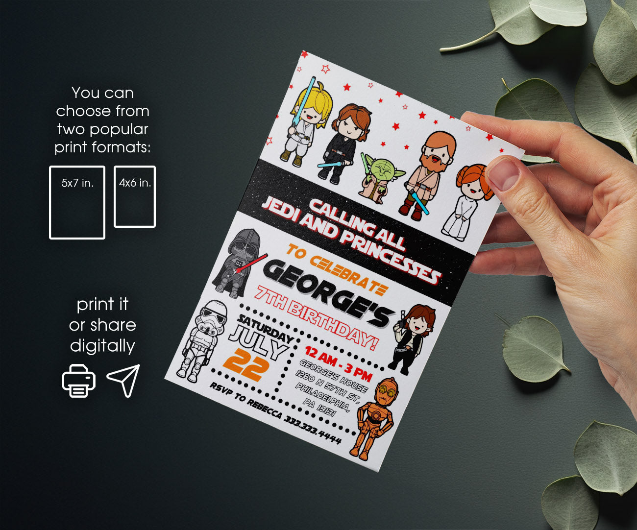 Star Wars Darth Vader customizable invitation template | Share or Print | boy | SP925