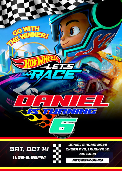 Hot Wheels Let's Race customizable invitation template | Share or Print | boy | ZN188