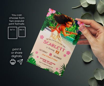 Moana Princess customizable invitation template | Share or Print | girl | HS658