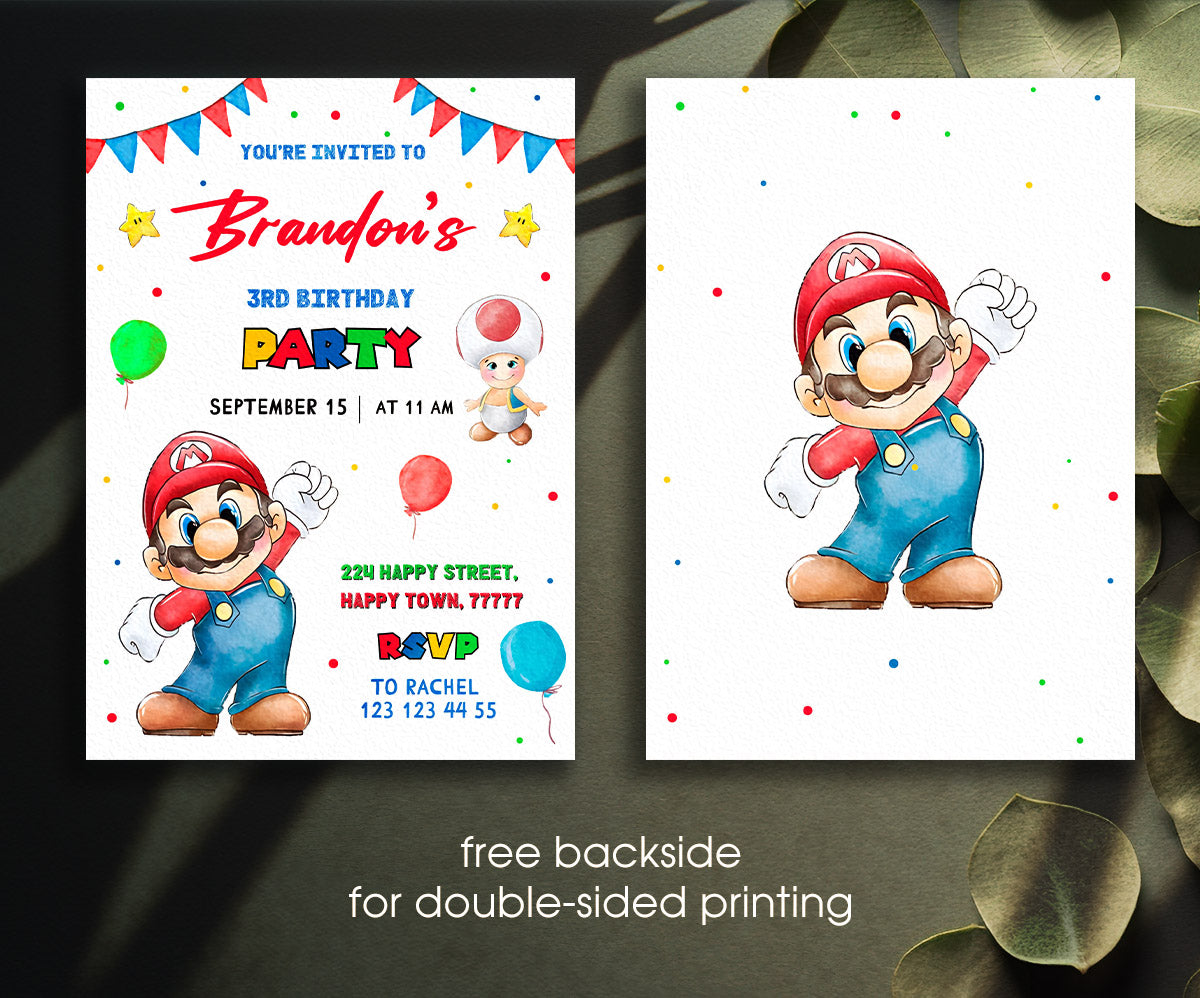 Super Mario Bros customizable invitation template | Share or Print | EI856