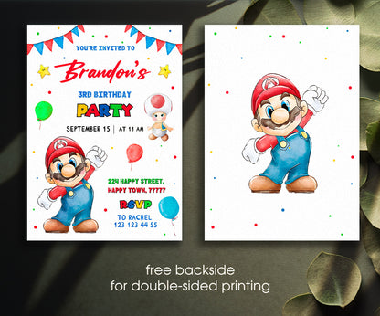 Super Mario Bros customizable invitation template | Share or Print | EI856