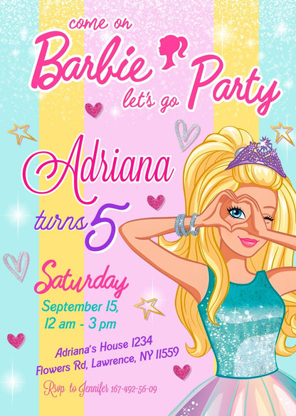 Barbie Pink customizable invitation template | Share or Print | girl | TL470