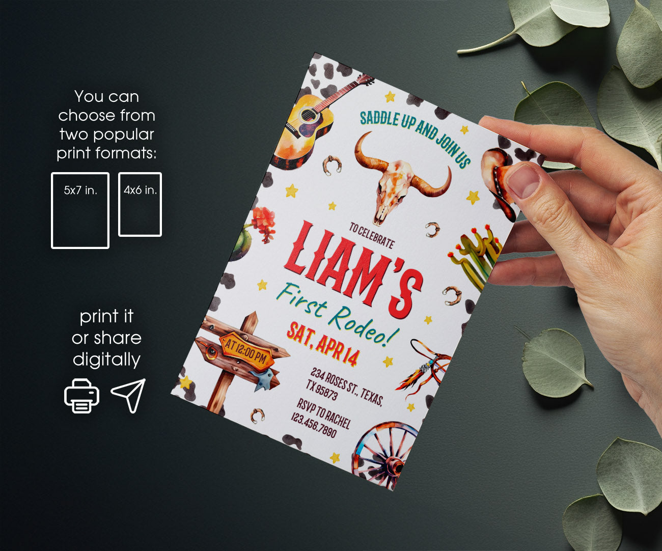 Cowboy Rodeo customizable invitation template | Share or Print | boy | XF757