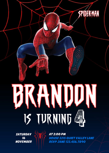 Spiderman Marvel Superhero customizable invitation template | Share or Print | boy | PN929