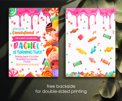 Candy Land Lollipop customizable invitation template | Share or Print | girl | EI101