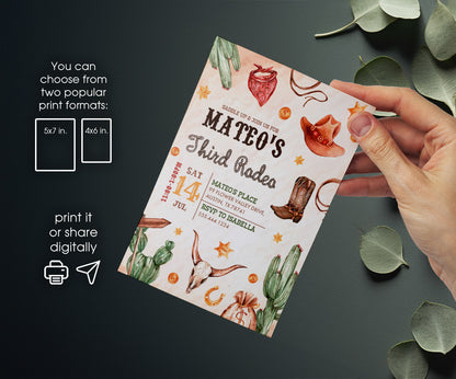 Cowboy Rodeo customizable invitation template | Share or Print | boy | VU492