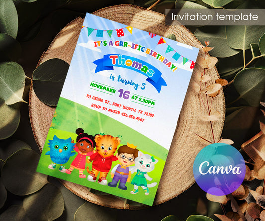 Daniel Tiger's Neighborhood customizable invitation template | Share or Print | FZ055