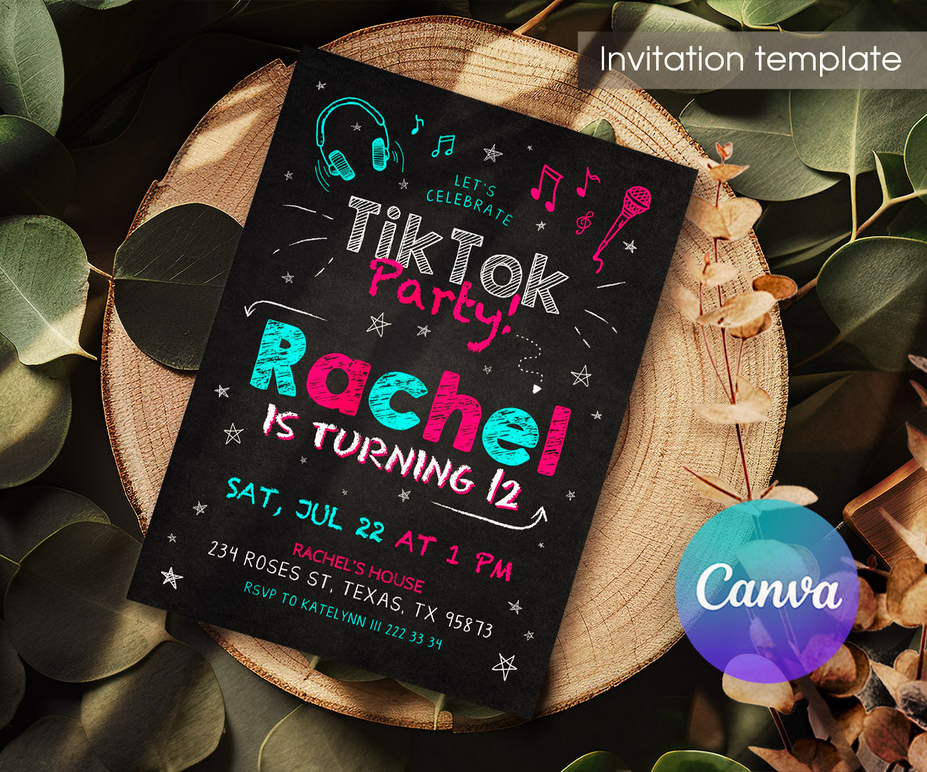 Tik Tok Party customizable invitation template | Share or Print | CO743