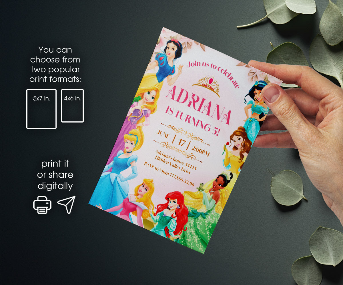 Disney Princess customizable invitation template | Share or Print | girl | VO257