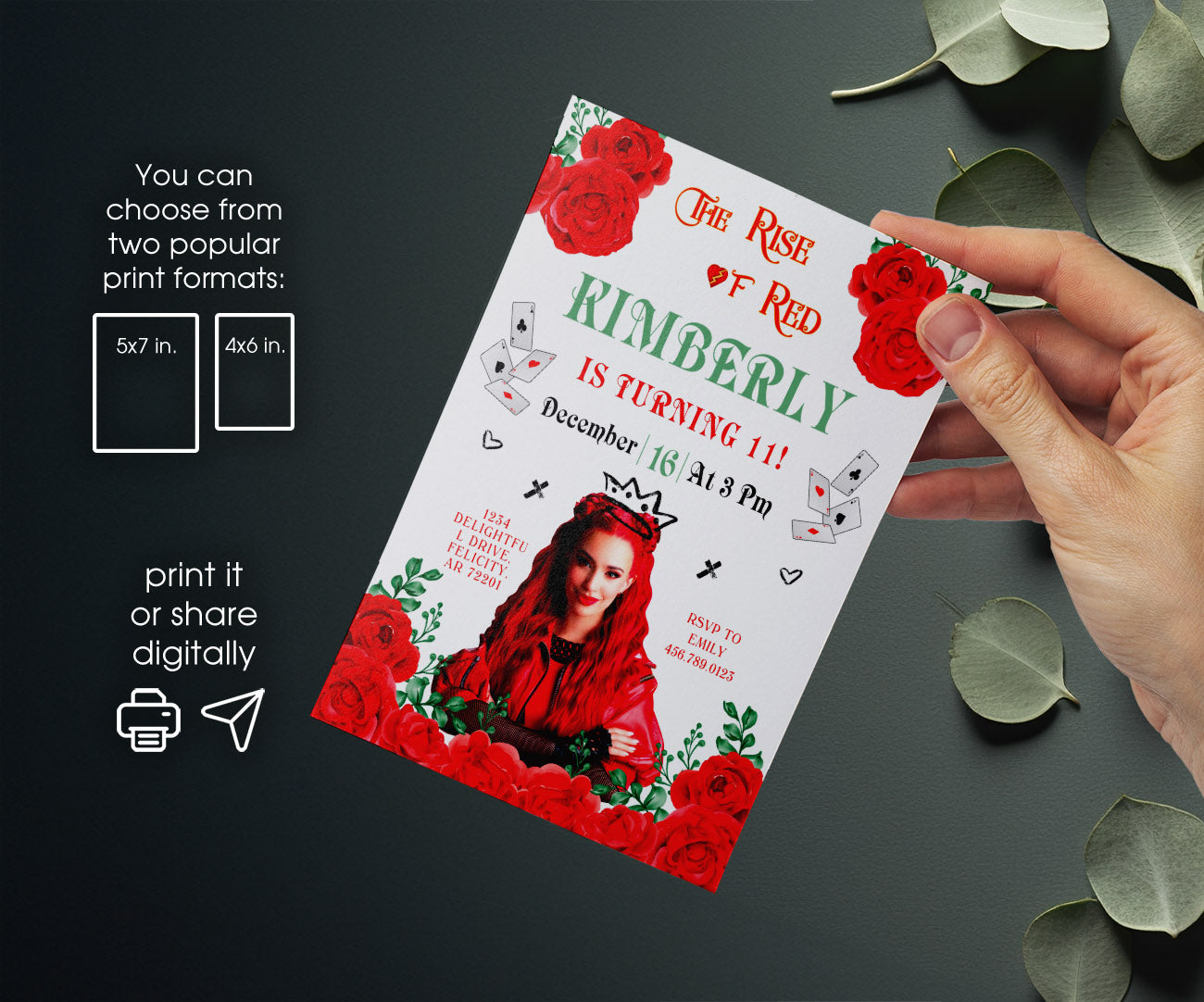 Descendants The Rise of Red Disney customizable invitation template | Share or Print | TI741