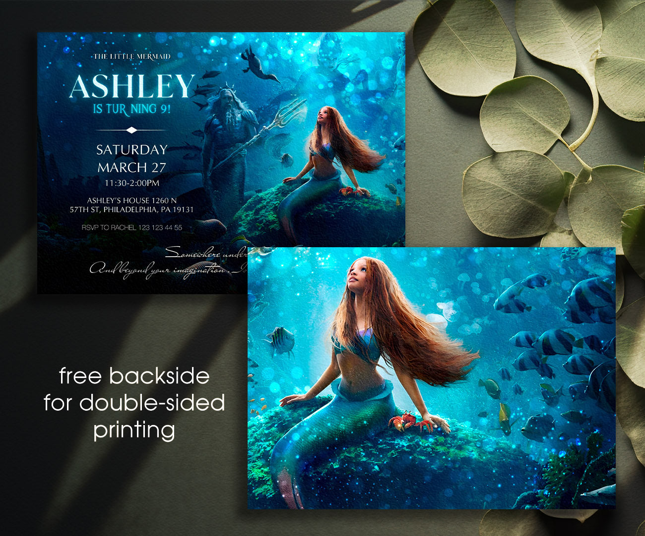 The Little Mermaid Ariel customizable invitation template | Share or Print | girl | YA684