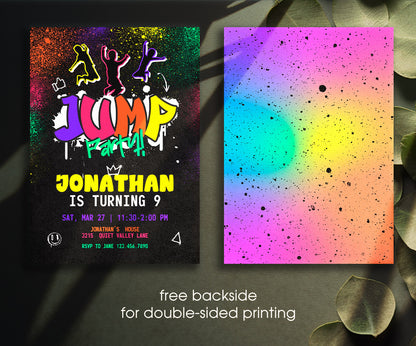 Trampoline Jump Party customizable invitation template | Share or Print | XE794