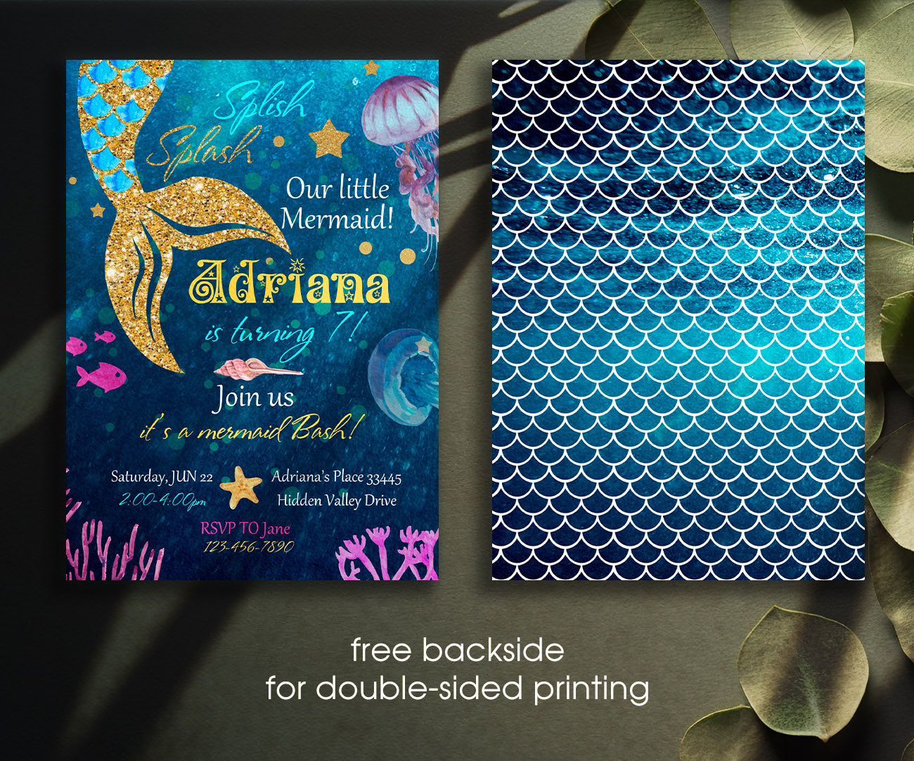 The Little Mermaid Ariel customizable invitation template | Share or Print | girl | RB234