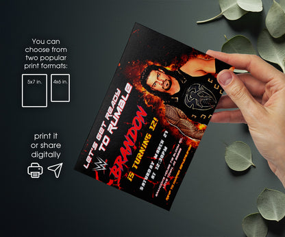 Wrestling WWE WrestleMania customizable invitation template | Share or Print | boy | OE678