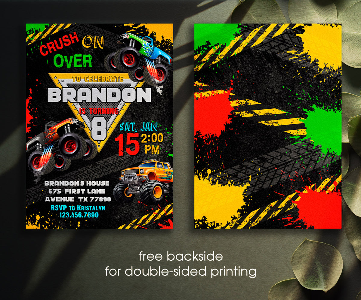Monster Jam  Monster Truck customizable invitation template | Share or Print | boy | MQ402
