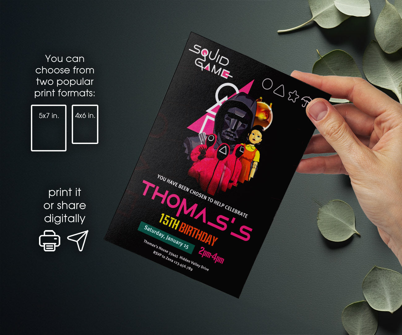 Squid Game customizable invitation template | Share or Print | QS220