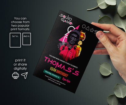 Squid Game customizable invitation template | Share or Print | QS220