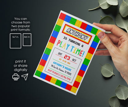 Lego customizable invitation template | Share or Print | PN682