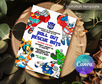Transformers Rescue Bots customizable invitation template | Share or Print | boy | DG861