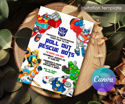 Transformers Rescue Bots customizable invitation template | Share or Print | boy | DG861