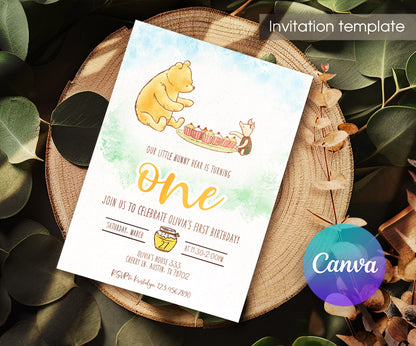 Winnie the Pooh customizable invitation template | Share or Print | KZ016