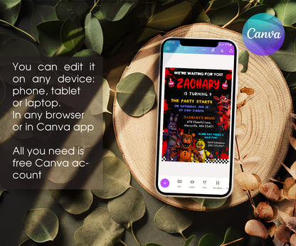 Five Nights at Freddy's customizable invitation template | Share or Print | NK770