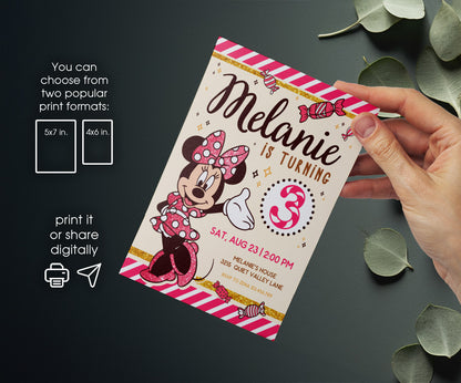 Minnie Mouse Disney Mickey customizable invitation template | Share or Print | girl | LL230