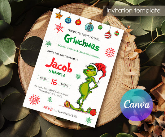 The Grinch  Merry Grinchmas customizable invitation template | Share or Print | PV868