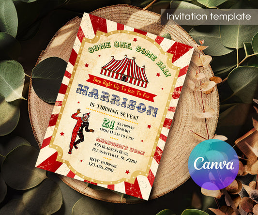 Circus Carnival customizable invitation template | Share or Print | BF681
