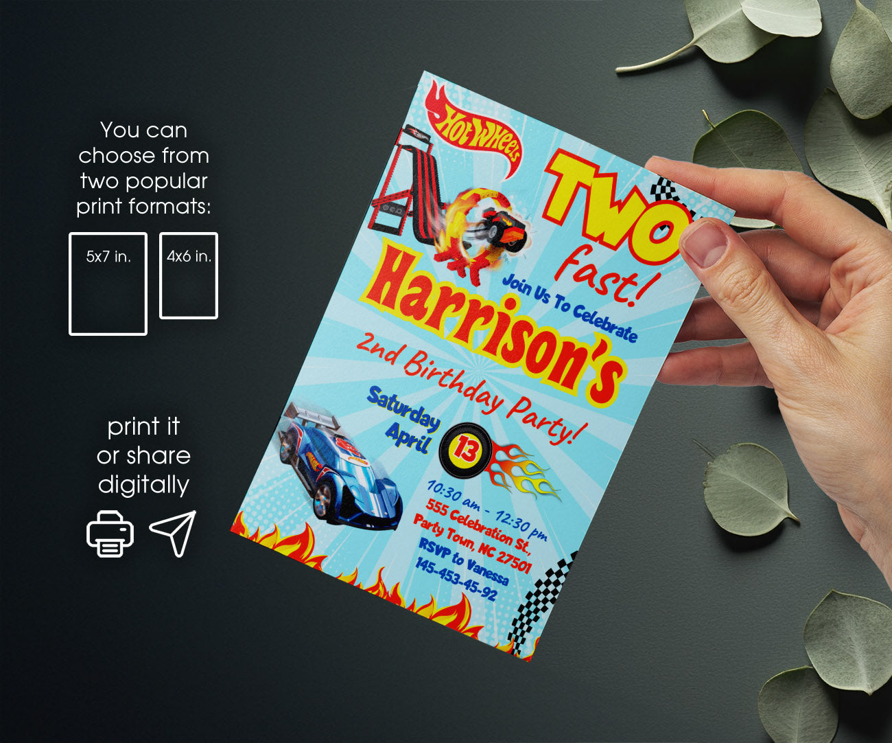 Hot Wheels Two Fast 2 Furious customizable invitation template | Share or Print | boy | MR175