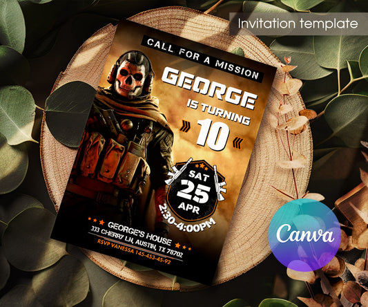Call of Duty Gamer customizable invitation template | Share or Print | boy | QX246