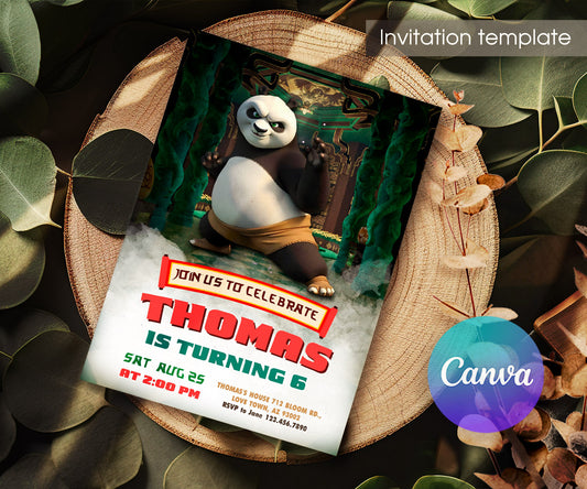 Kung Fu Panda Po customizable invitation template | Share or Print | XI034