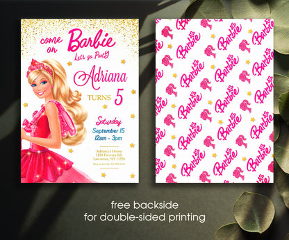 Barbie Pink customizable invitation template | Share or Print | girl | UP651