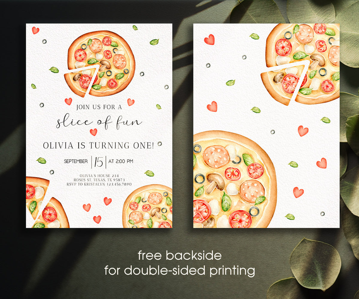 Pizza 1st Party customizable invitation template | Share or Print | QU270