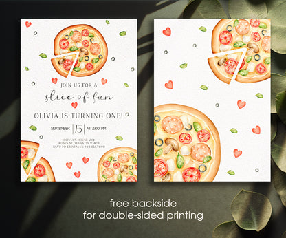 Pizza 1st Party customizable invitation template | Share or Print | QU270