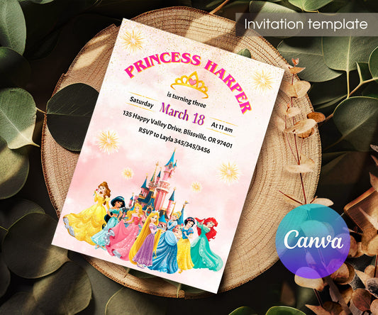 Disney Princess customizable invitation template | Share or Print | girl | CB450