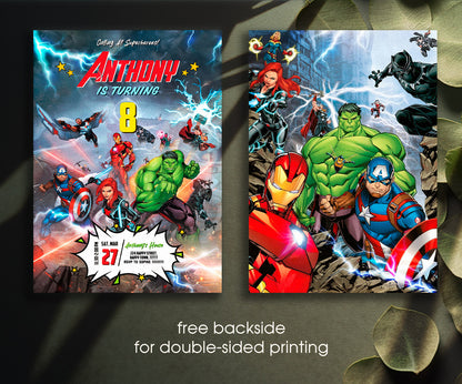Avengers Marvel Superhero customizable invitation template | Share or Print | boy | XD776