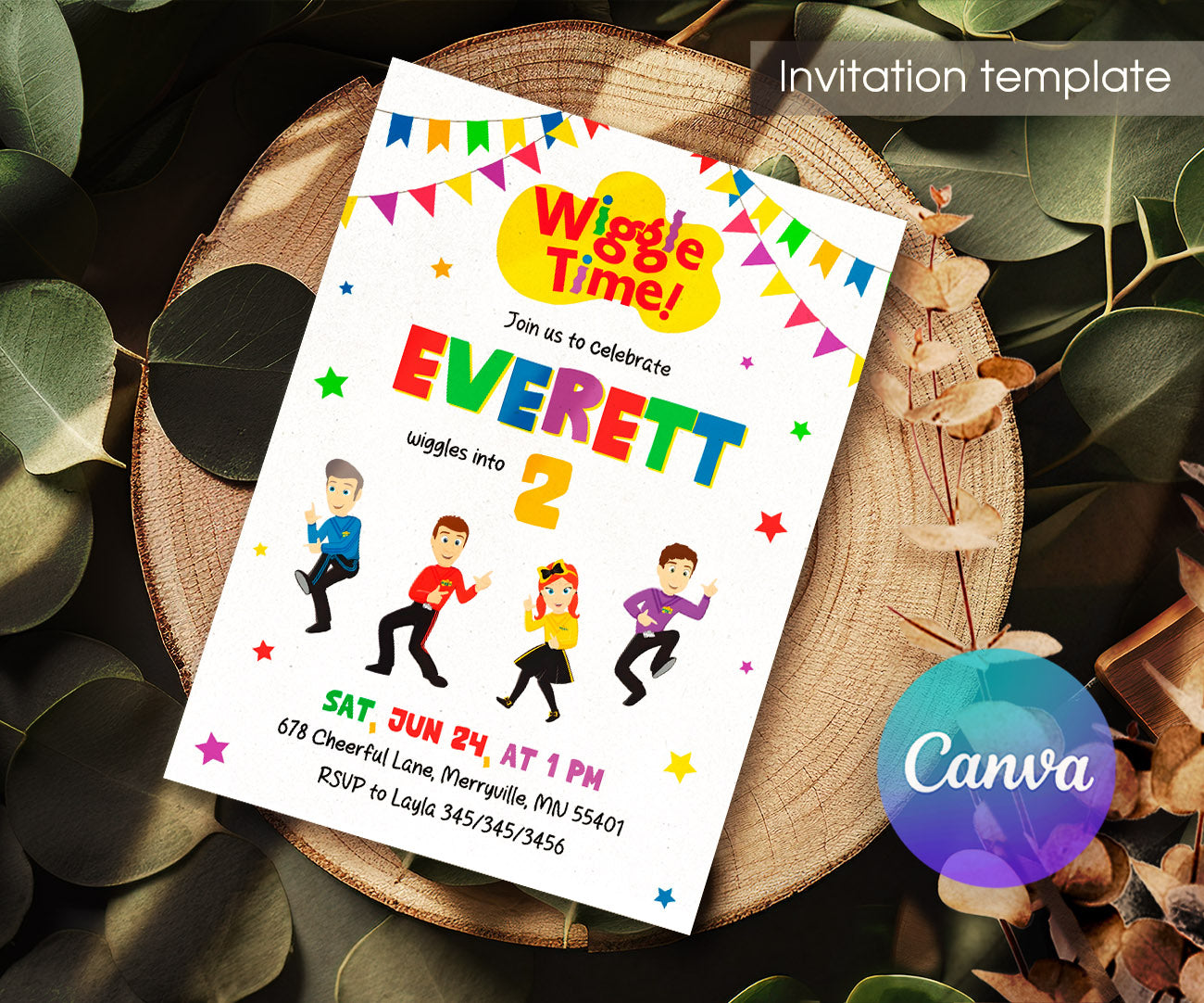 Wiggles One Finger One Thumb customizable invitation template | Share or Print | TM579