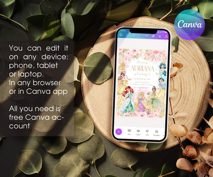 Disney Princess customizable invitation template | Share or Print | girl | OV318